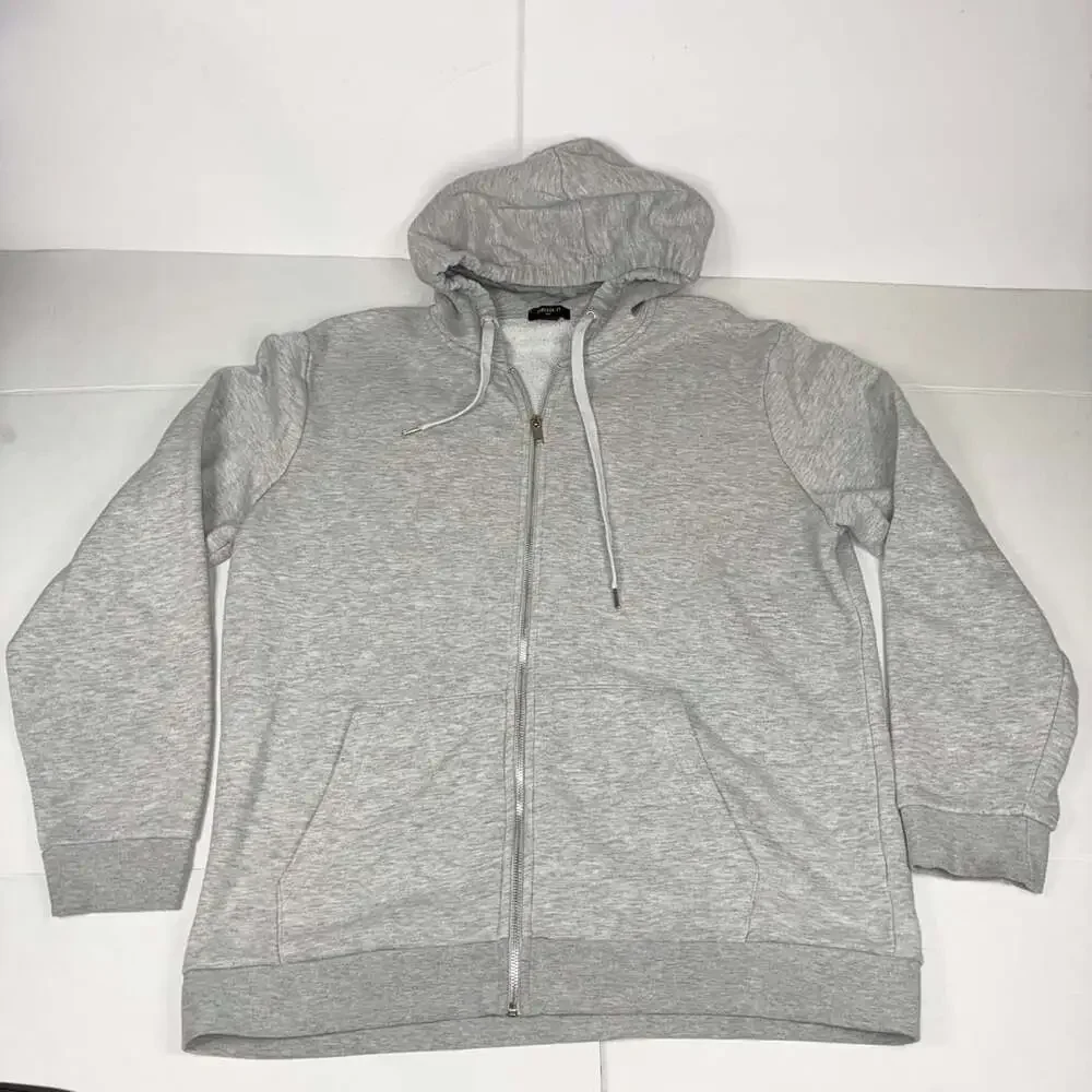 Forever 21 Zip Up Men Hoodie Size XL Gray Heather Fleece Sweatshirt